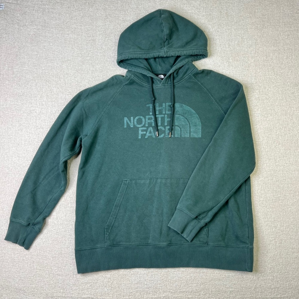 The North Face Forest Green Tonal Logo Pullover Hoodie Womens Size Large